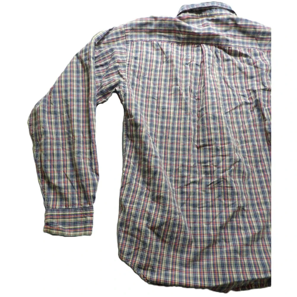 Ralph Lauren Boys Large 16/18 Plaid Button Down Shirt Madras OCBD Cotton LS Pony